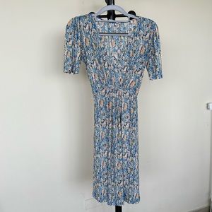 MANGO Blue Floral Short Dress
